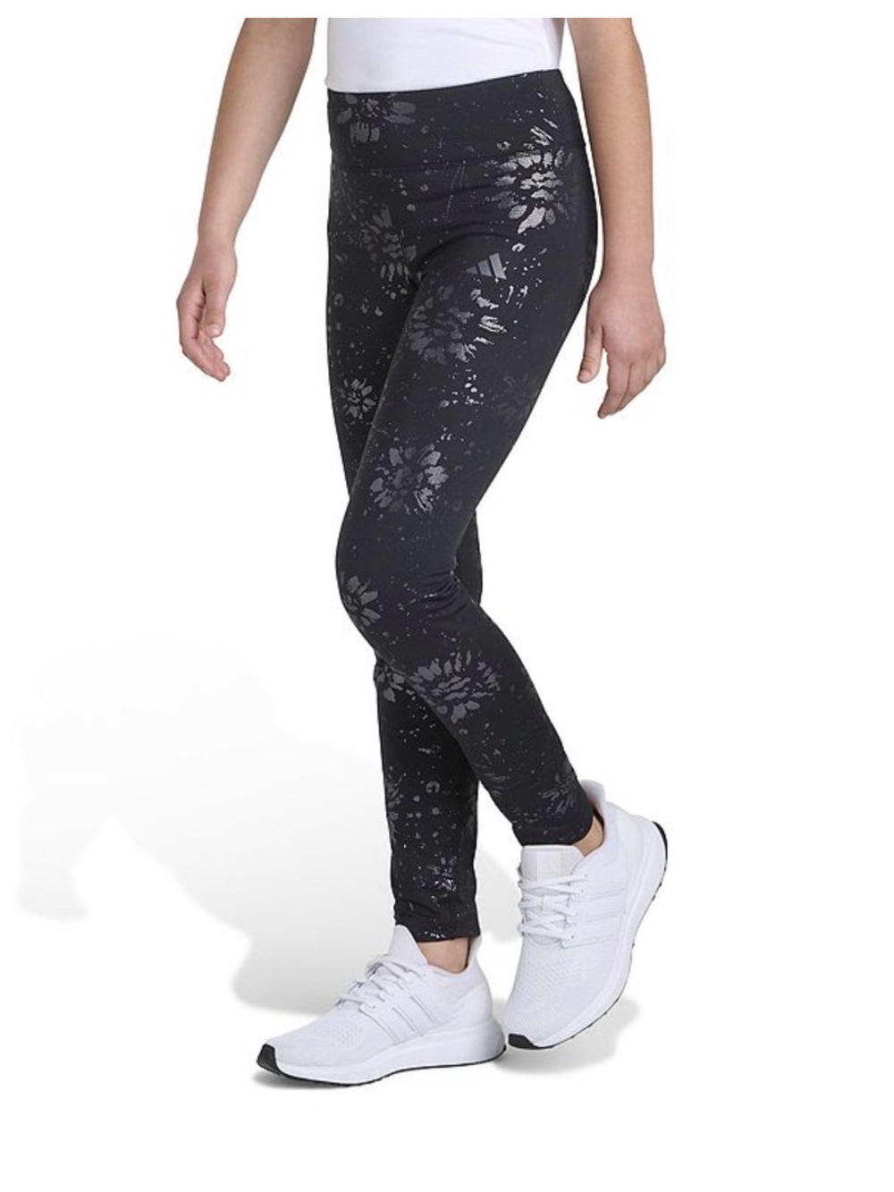 Adidas Girls All Over Foil Floral Print Cozy Leggings - L (14)